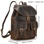 LUUFAN Vintage Leder Rucksack Herren – Crazy Horse Bucket Backpack aus echtem Rindsleder mit großem Stauraum 