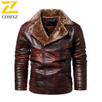 Chaqueta de cuero de PU para hombre de invierno con Fellkragen: cálida, chaqueta de motorizada aus Kunstleder im Biker-Stil 