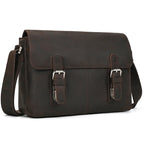Newsbirds Vintage Herren Leder-Aktentasche – Crazy Horse Laptop Messenger Bag para oficina y oficina 
