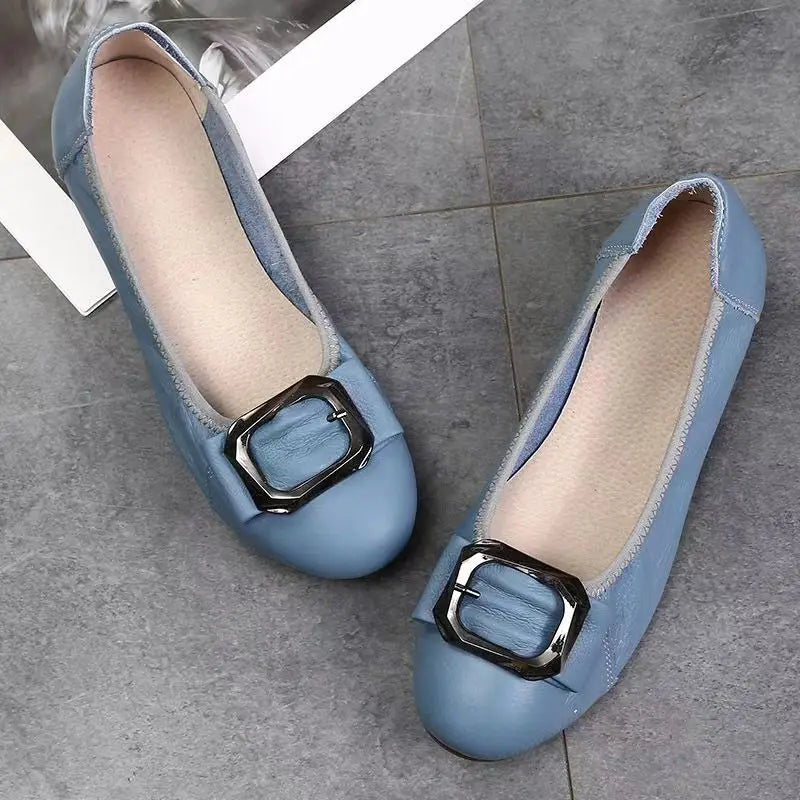 feerldi Damen Flats – Slip-On Loafers en PU-Leder, bequeme Mokassins, runde Zehen, Grande taille 41-42 