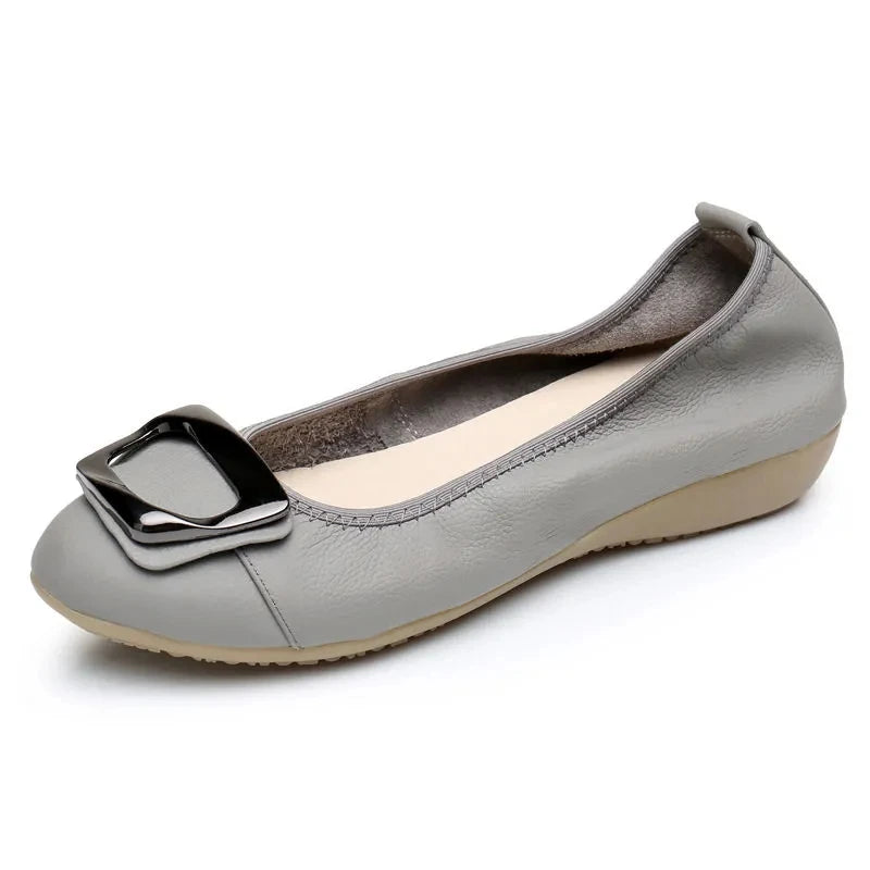 feerldi Damen Flats – Slip-On Loafers en PU-Leder, bequeme Mokassins, runde Zehen, Grande taille 41-42 