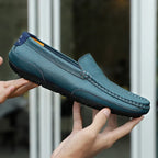 Herren Leder Mokassins aus echtem Rindsleder – Atmungsaktive Slip-On Loafer, flache Driving Schuhe für Casual & Business