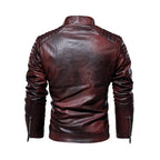 Herren Winter Motorradjacke aus Kunstleder – Slim Fit Bikerjacke mit warmem Fleece, Winddicht & Klassischem Kragen, Farben: Schwarz, Braun & Bordeaux
