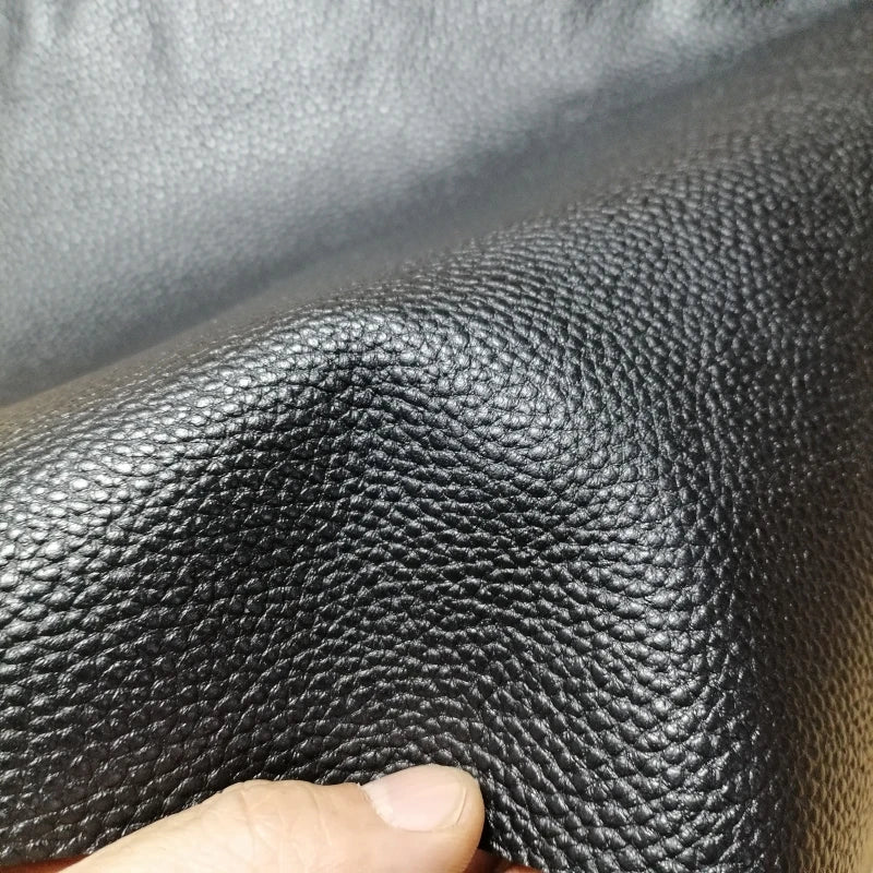 Dickes schwarzes Rindsleder für Sofa & Möbel – Weiches Top-Grain Echtleder mit Lychee-Prägung 1,3–1,5 mm, ganzes Lederstück