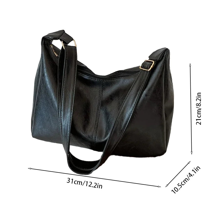 Vintage Damen Tote Bag aus PU-Leder – Große Maillard Schulter- & Crossbody-Tasche, stilvolle Commuter Handtasche mit Struktur