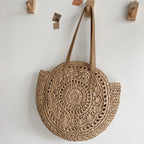 Sommerliche Damen Strandtasche aus Rundem Stroh – Grand sac de plage tissé avec sacs à main Hohem 