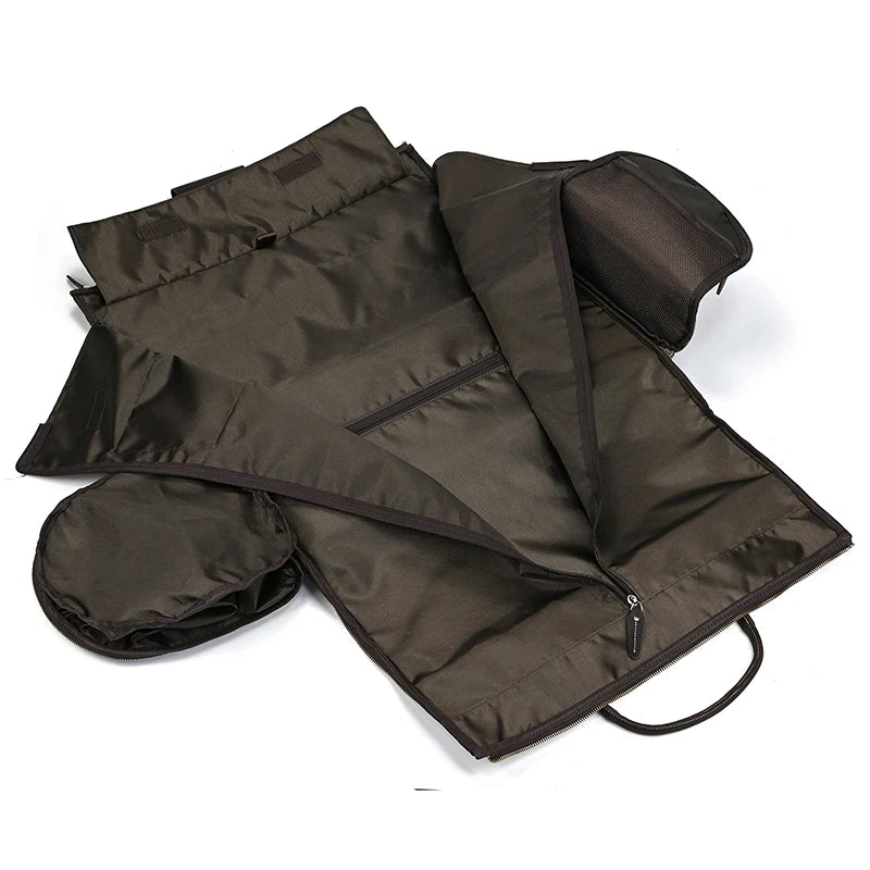 Luufan Business Leder Trolley Reisetasche mit Rollen – Hochwertige Crazy Horse Echtleder Reisetasche für Herren mit Schuhfach & Kleidersack