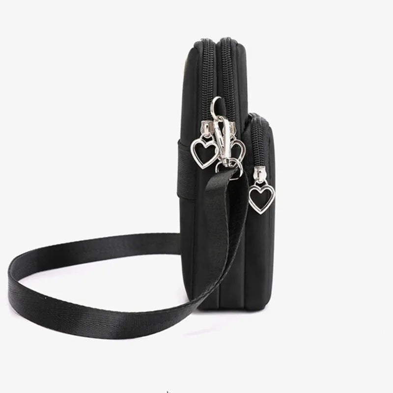 Mini Oxford Crossbody Bag – Wasserdichte Handytasche für Damen & Herren, Multi-Layer Zipper Nylon Bag