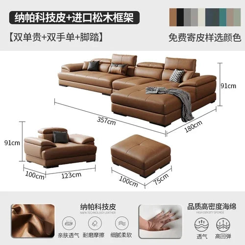 Europäisches Luxus Ecksofa aus Echtleder – Modulares L-Form Designer-Sofa for das Wohnzimmer, moderne et élégant