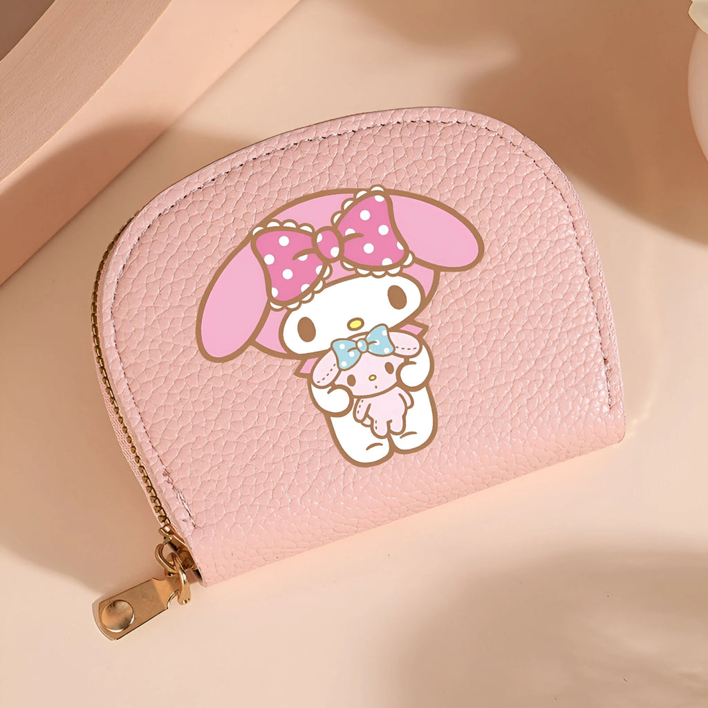 MINISO Sanrio Damen Wallet Set – PU-Leder Geldbörse mit Reißverschluss &amp; Schlüsselanhänger im Cute Design