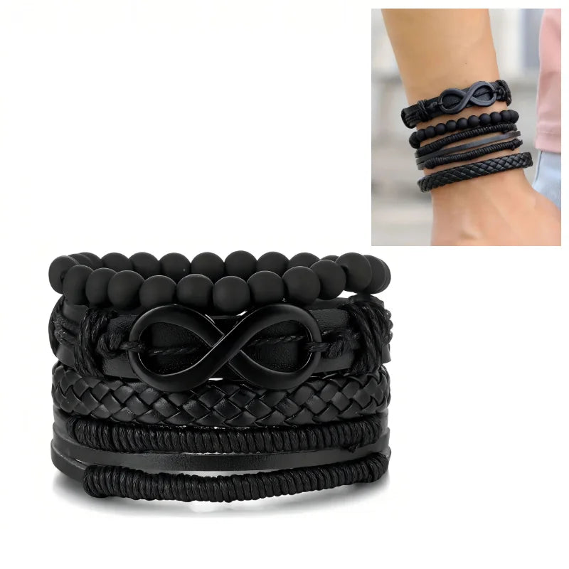 Conjunto de brazalete de cuero multicapa punk: brazalete gótico antiguo con encanto de totenkopf, Augen y Stern en estilo rock Y2K para hombres