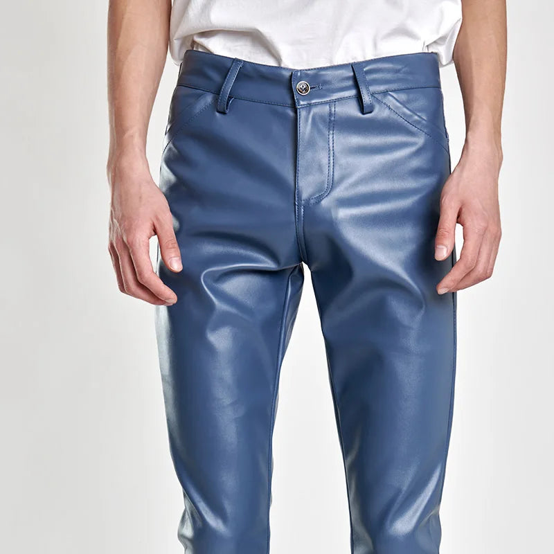 Herren Kunstlederhose im Rock & Biker Style – Slim Fit Skinny PU Lederhose für Party, Club & Motorrad-Look