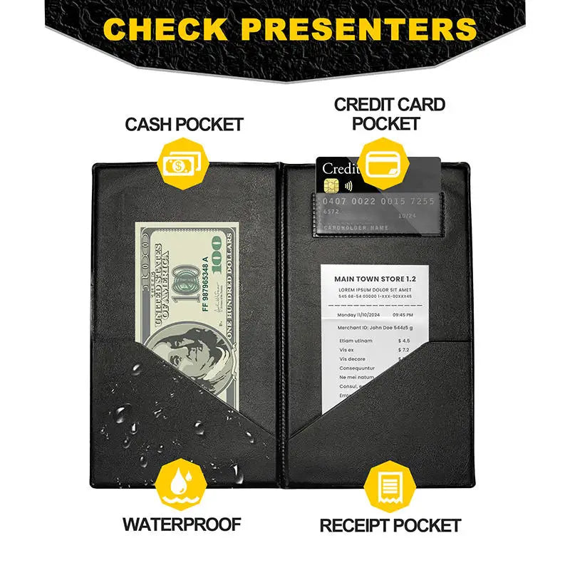 Leder Check Presenter für Restaurant &amp; Gastronomie – Eleganter Gästerechnungs- &amp; Kartenhalter 