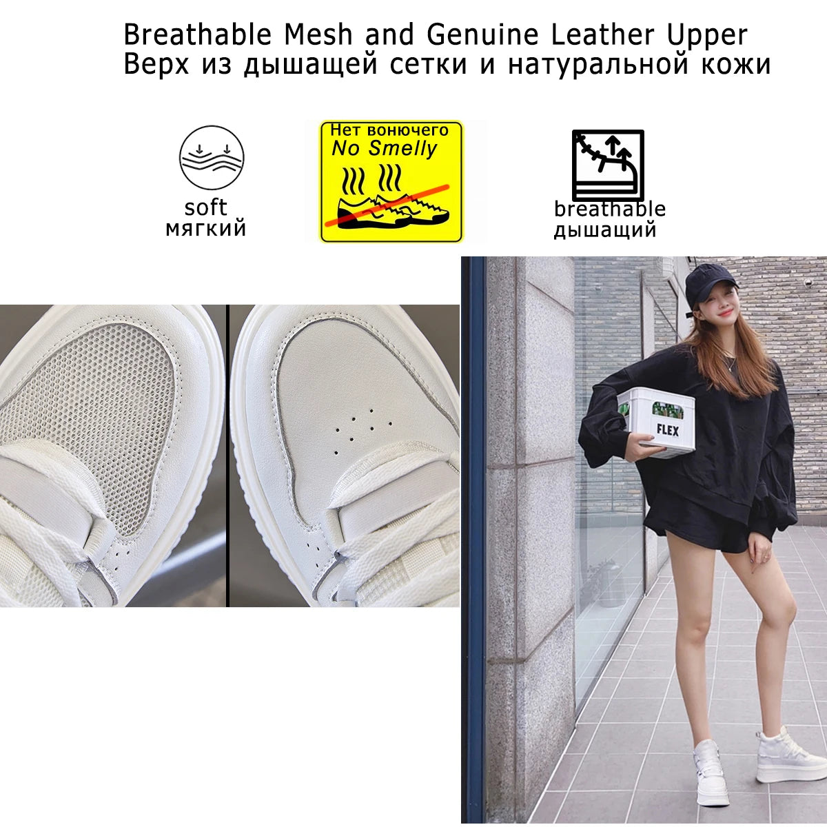 Damen Leder Plateau Sneaker mit verstecktem Absatz – Zapatillas con cuña de 9 cm aus echtem Leder für Herbst &amp; Winter 