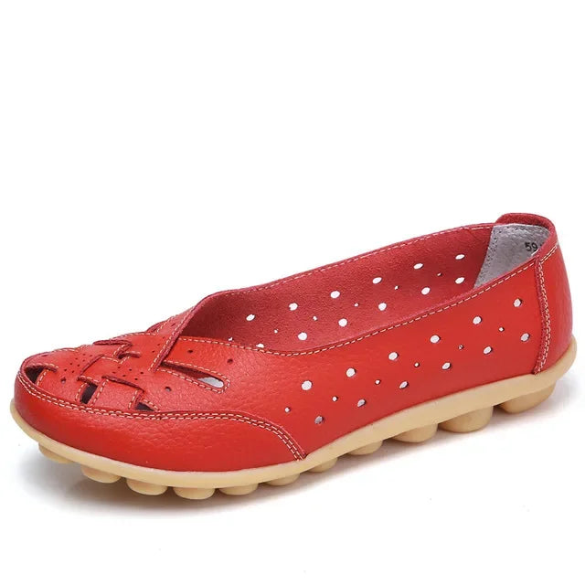 BEYARNE Damen Loafer in Lederoptik – Luftige Sommer Flats mit Rundspitze, Bequeme Plus Size Slipper für Alltag & Freizeit (Größe 35–44)
