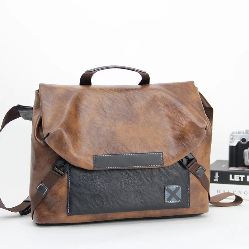 Vintage PU-Leder Herren Messenger Bag – Retro Crossbody, Laptop Briefcase & Schultertasche