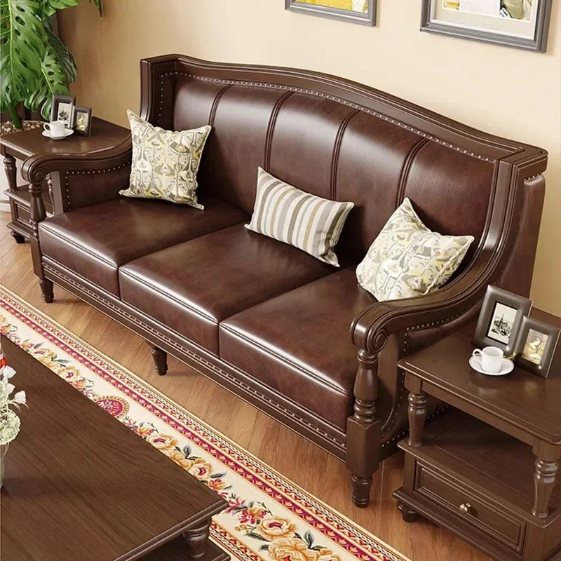 Luxuriöses Designer-Ledersofa im Chesterfield-Stil – Relax Couch aus Rindsleder mit High-Rebound-Polsterung, modernes Lounge-Sofa für Wohnzimmer & Wintergarten