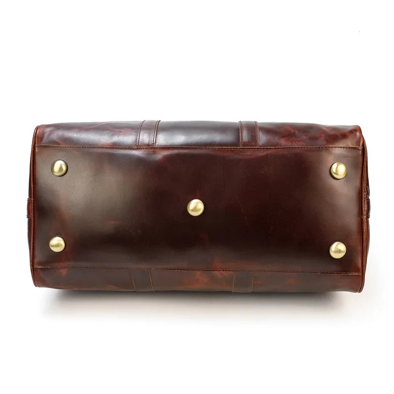 Große Reise- & Weekender Tasche aus echtem Rindsleder – Premium Leder Duffle Bag für Damen & Herren, Handgepäck in elegantem Rot