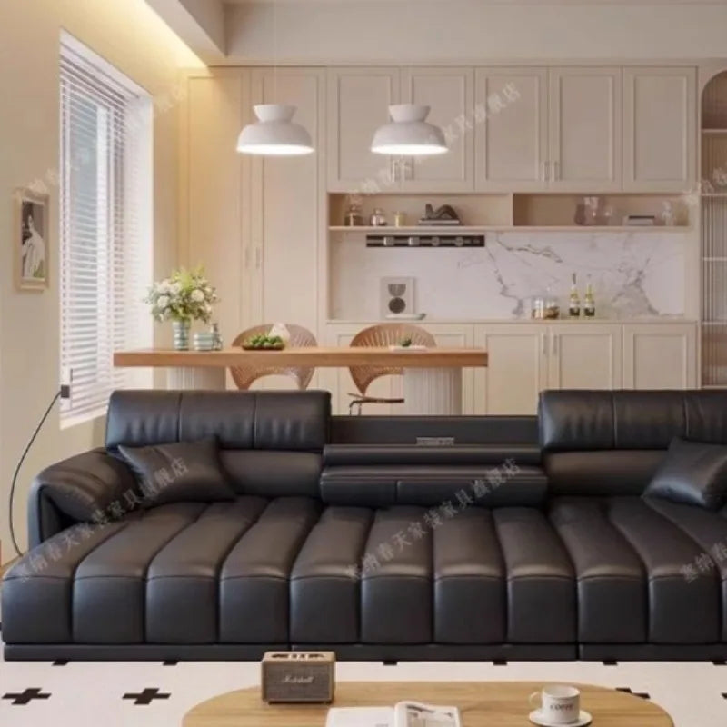 Elegantes Luxus Leder Ecksofa – Minimalistisches, elektrisch verstellbares Designer-Sofa für modernes europäisches Wohnen