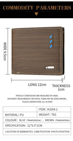 Herren Geldbörse mit Streifenmuster – Multifunktionaler Zwei-Fach Wallet mit Kartenhalter, Münzfach &amp; Geldklammer aus hochwertigem PU-Leder