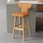 Luxus Barhocker aus Leder & Holz – Moderner minimalistischer Design-Barstuhl im italienischen Stil für Restaurant, Bar & Theke