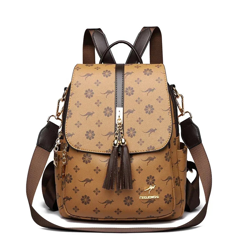 VANDERWAH Damen Leder Rucksack – Luxus Designer Rucksack mit Quaste, wasserdicht & elegant, große Innenaufteilung