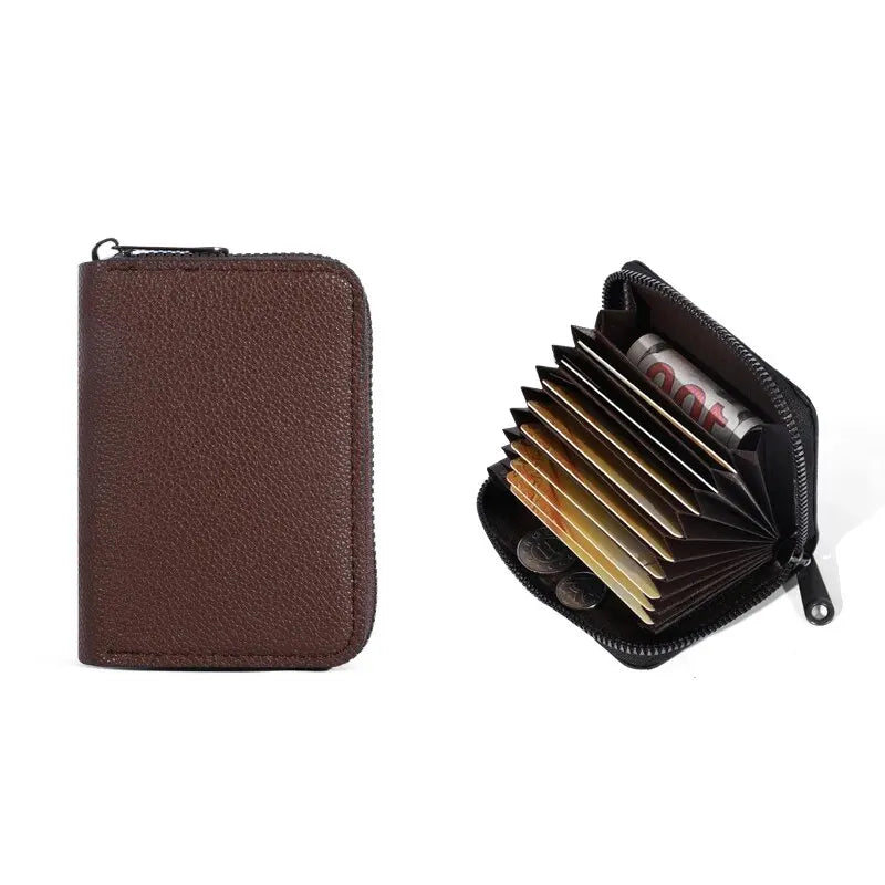 PU Kartenetui mit 20 Fächern – Business Kreditkarten- & Ausweishalter mit Reißverschluss, Anti-Demagnetisierung & Münzfach