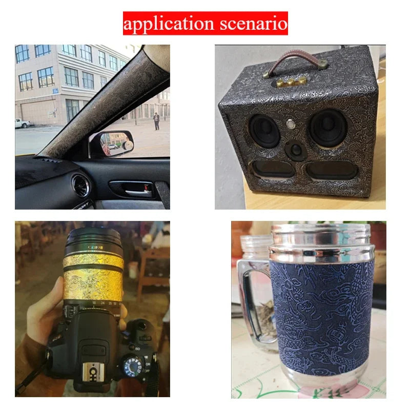 Vintage Kunstleder Rolle mit Drachenprägung – Geprägtes Synthetikleder für DIY Ohrringe, Haarschleifen, Taschen & Dekoration