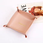 Nordic Style PU Leder Ablageschale – Faltbarer Desktop Organizer für Schlüssel, Schmuck & Kosmetik (21×14×8 cm)