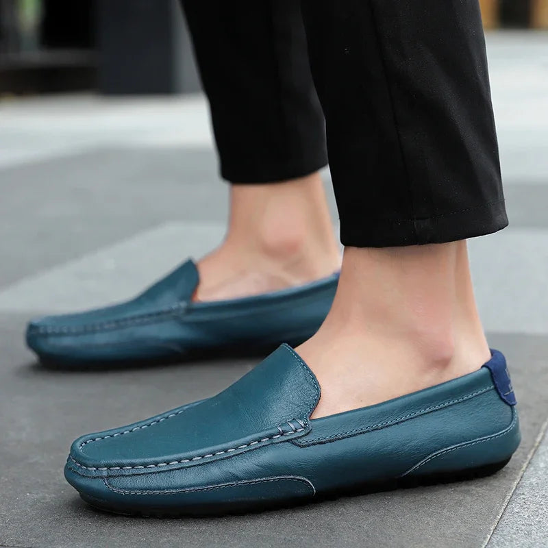 Herren Leder Mokassins aus echtem Rindsleder – Atmungsaktive Slip-On Loafer, flache Driving Schuhe für Casual & Business