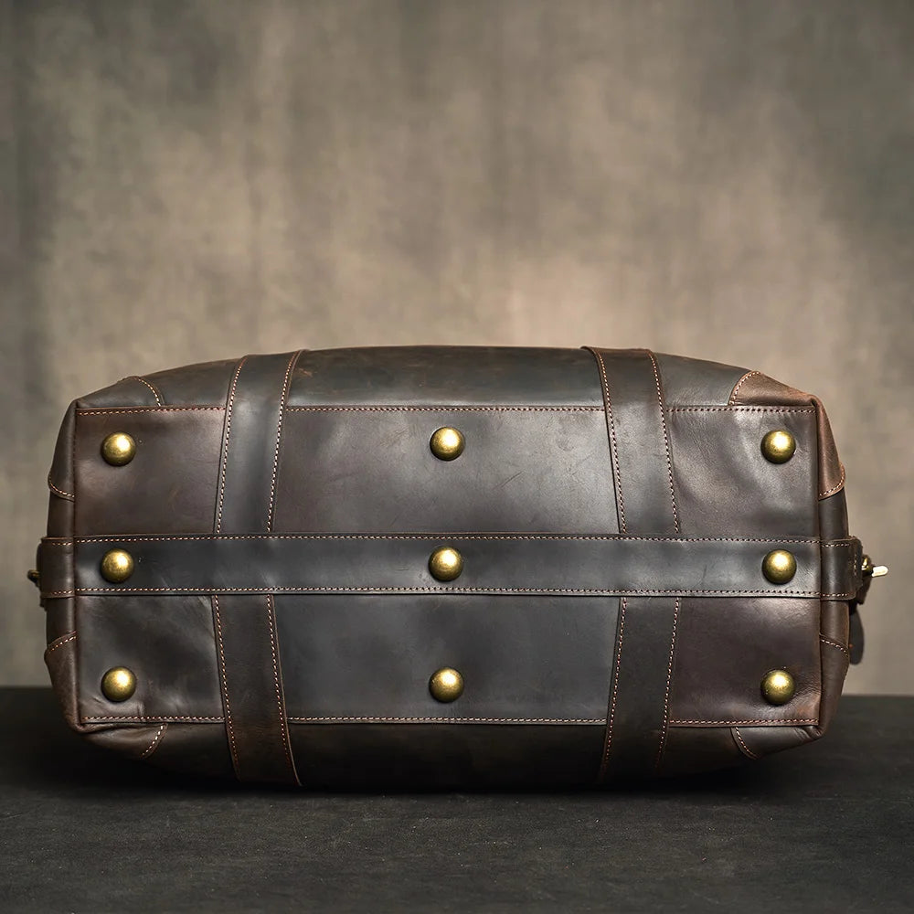 ZRCX Crazy Horse Bolsas de cuero para hombres – Große Vintage Travel Duffel aus echtem Rindsleder mit Reiß- &amp; Bügelverschluss 