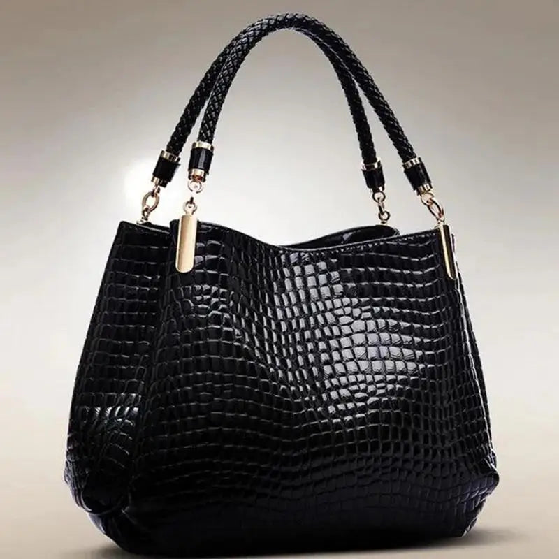 Damen Tote Bag mit großer Kapazität – Schultertasche im Kroko-Look für Alltag, Shopping & Pendeln