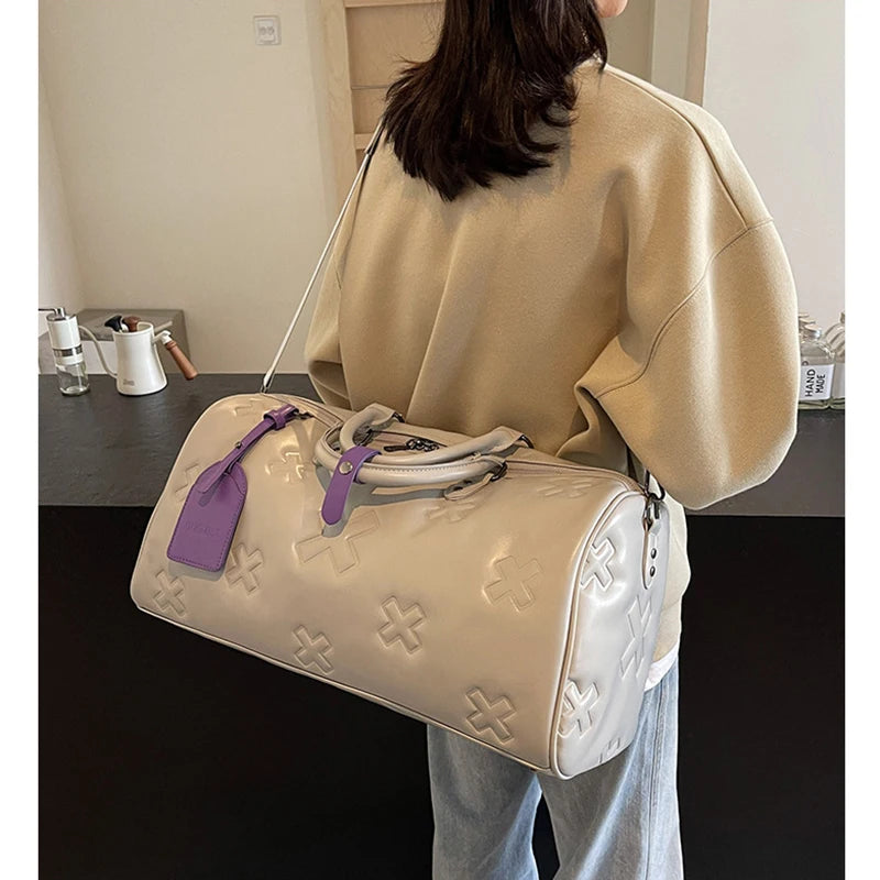 Damen PU Leder Gym & Travel Bag – Modische Fitness-, Yoga- & Reisetasche im Boston-Stil, Sport Duffle & Schulter Tote Bag