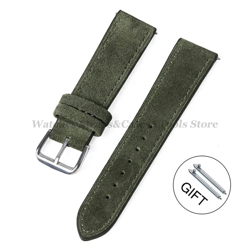 Vintage Uhrenarmband aus echtem Wildleder – Handgenähtes Suede Leder Watchband 18–24 mm für Seiko, Huawei & klassische Armbanduhren