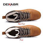 DEKABR Herren Winter Boots – Handgefertigte Schneestiefel aus echtem Leder mit Fell, Wasserdicht, Hoher Schaft, Größen 39-48