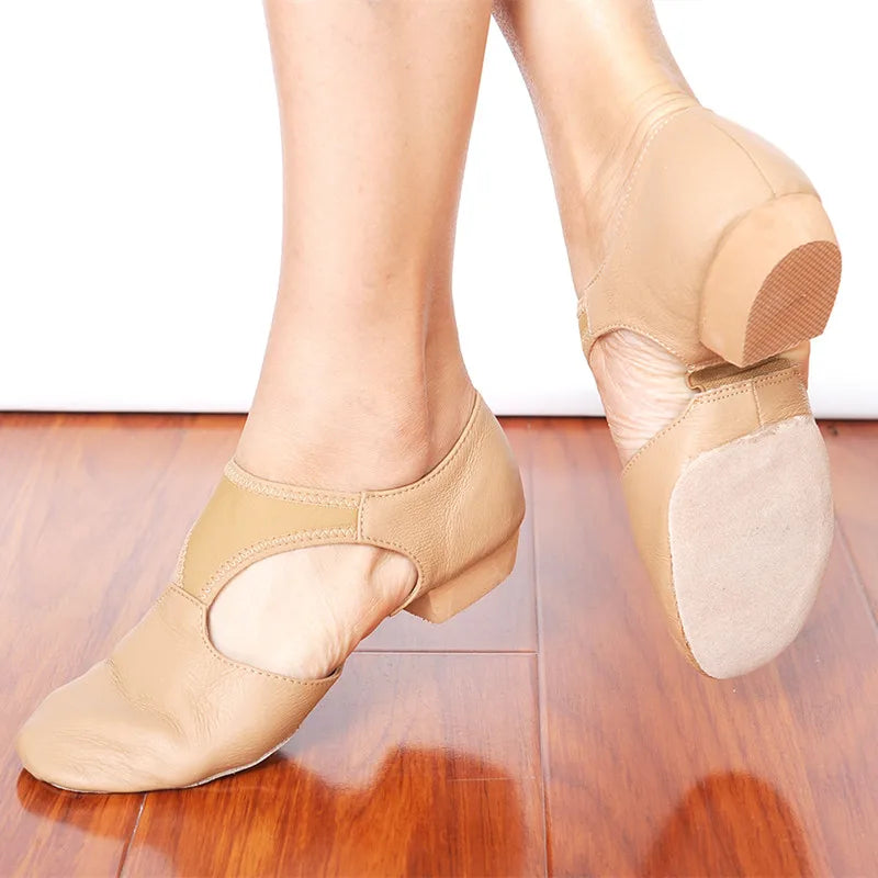 Chaussures de danse jazz en cuir véritable pour femmes – Chaussures de danse extensibles pour ballet, jazz et entraînement, baskets de danse modèle 1305 