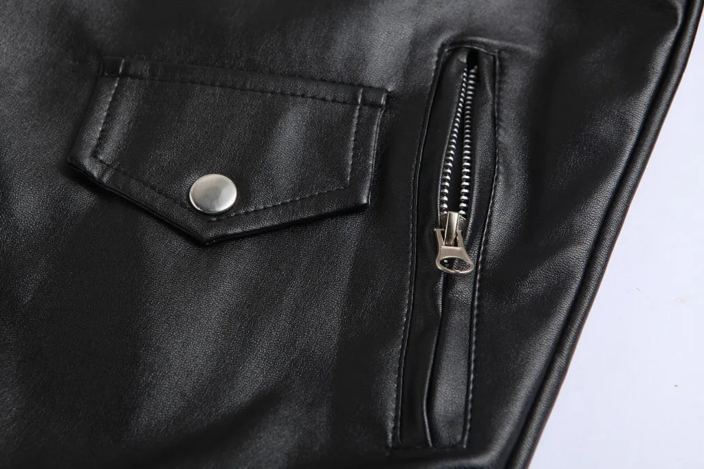 Veste en cuir PU pour hommes au style automobile – Veste de motard slim fit au style artistique, veste légère pour Alltag &amp; Freizeit