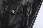 Veste en cuir PU pour hommes au style automobile – Veste de motard slim fit au style artistique, veste légère pour Alltag &amp; Freizeit