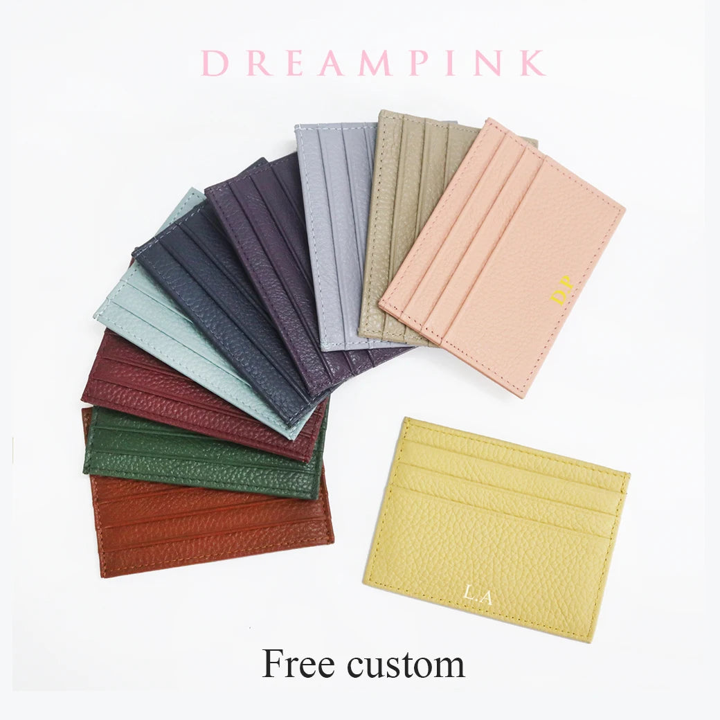Personalisierter Leder Kartenhalter mit Initialen – Slim Wallet aus echtem Rindsleder für Damen &amp; Herren