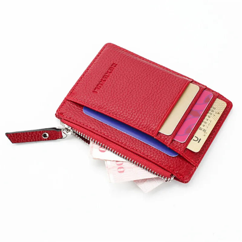 STACEYO Mini Wallet aus PU-Leder – Ultra-dünner Kartenhalter mit Reißverschluss &amp; Münzfach für Damen &amp; Herren 