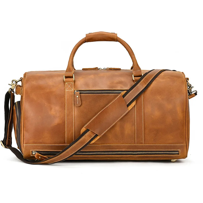 Newsbirds Crazy Horse Bolsas de cuero para hombres – Bolsa de lona vintage grande con fach/trockenfach y zapatos de cuero en cada uno