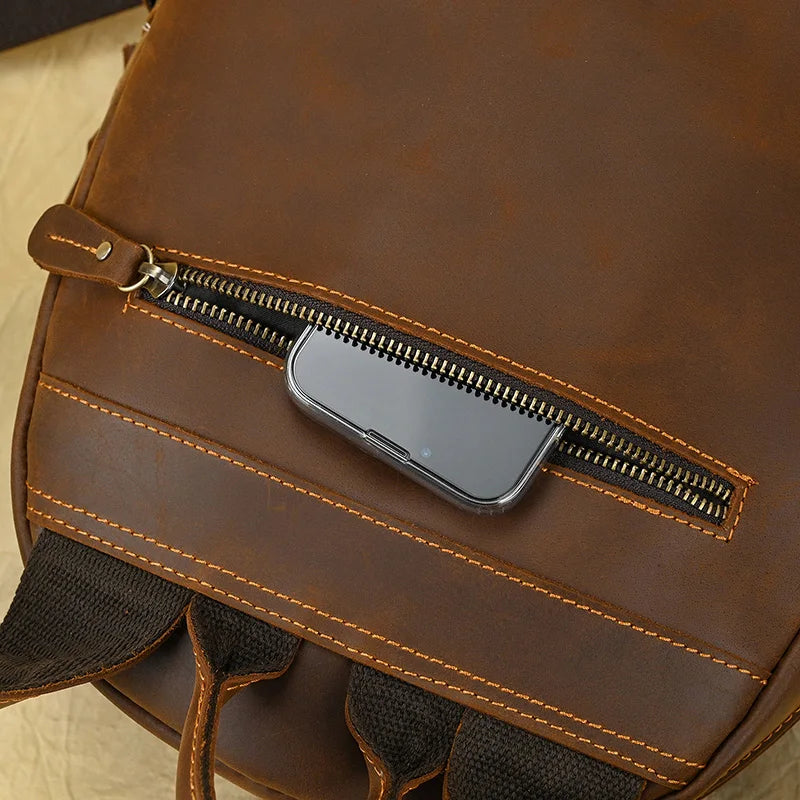 LUUFAN Leder Rucksack Unisex – Großer Echtleder Laptoprucksack für 15 Zoll, Alltag, Schule & Reise