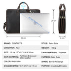 CONTACT’S Herren Leder Sling Briefcase – Vintage Business Schultertasche für Laptop bis 16"