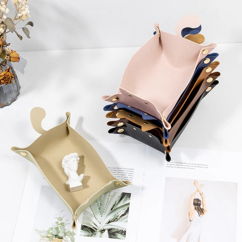PU Leder Ablageschale in Katzenform – Kreativer Organizer für Schreibtisch, Schmuck & Kleinteile