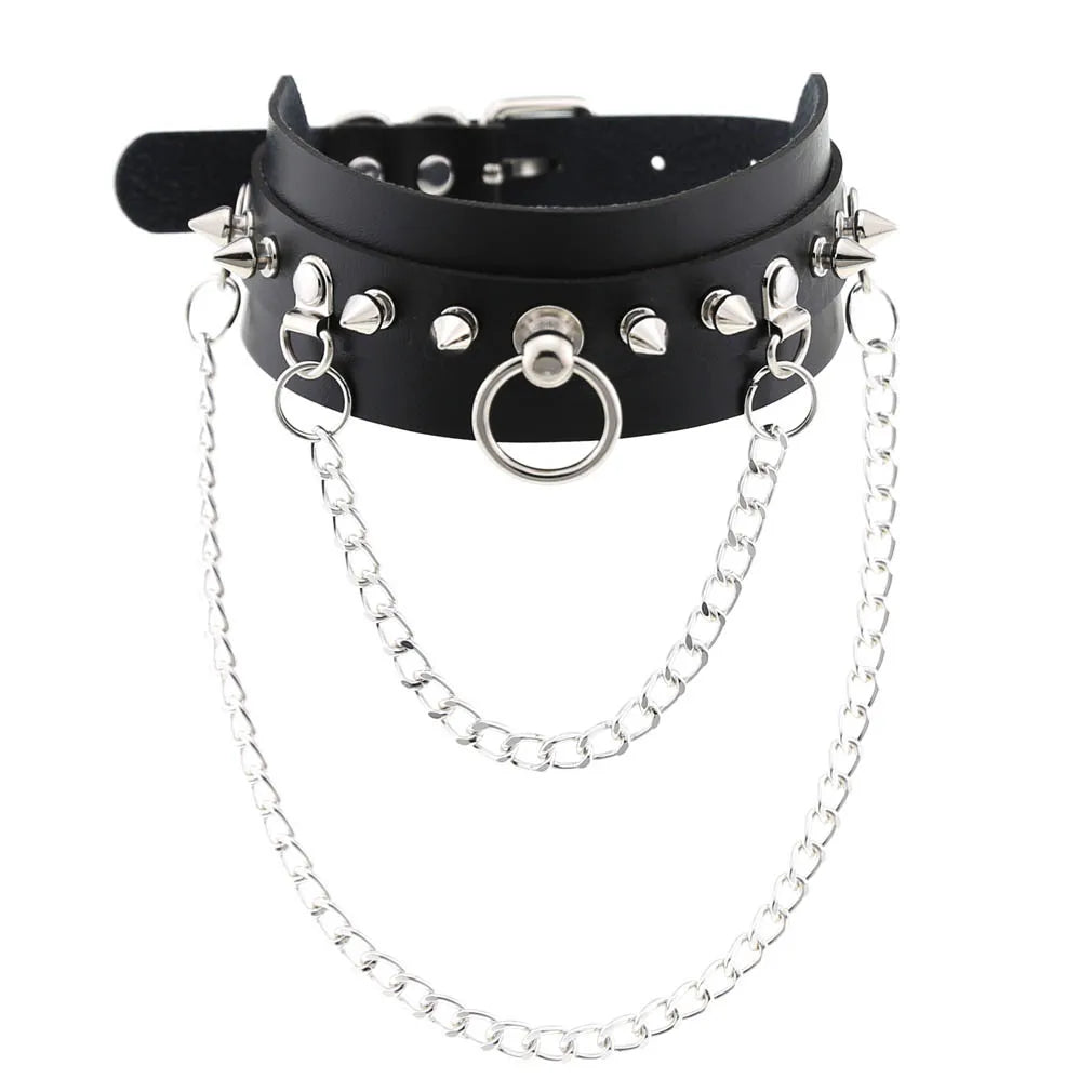 Gargantilla gótica punk con Nieten &amp; Stern – PU-Leder Halsband con Herz, Kreuz &amp; Spikes en estilo Harajuku Y2K para mujeres 