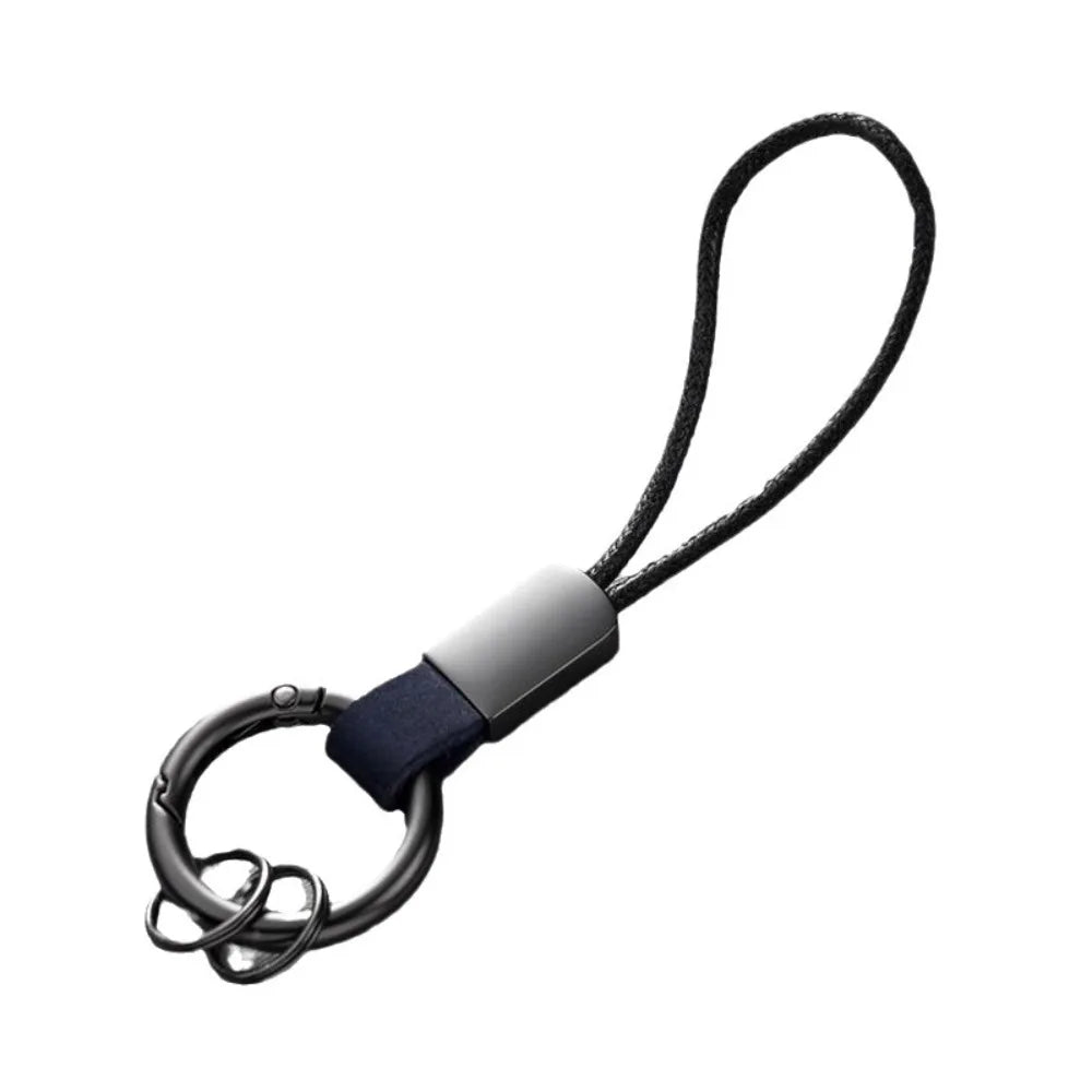 Echter Leder Schlüsselanhänger mit Baumwollseil – Trendiger Keychain & Lanyard mit Metallring für Auto, Tasche & Alltag