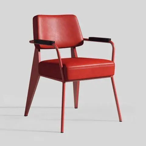 Nordischer Leder-Armchair mit Metallgestell – Vielseitiger Designerstuhl für Esszimmer, Wohnzimmer, Café & Meetingräume