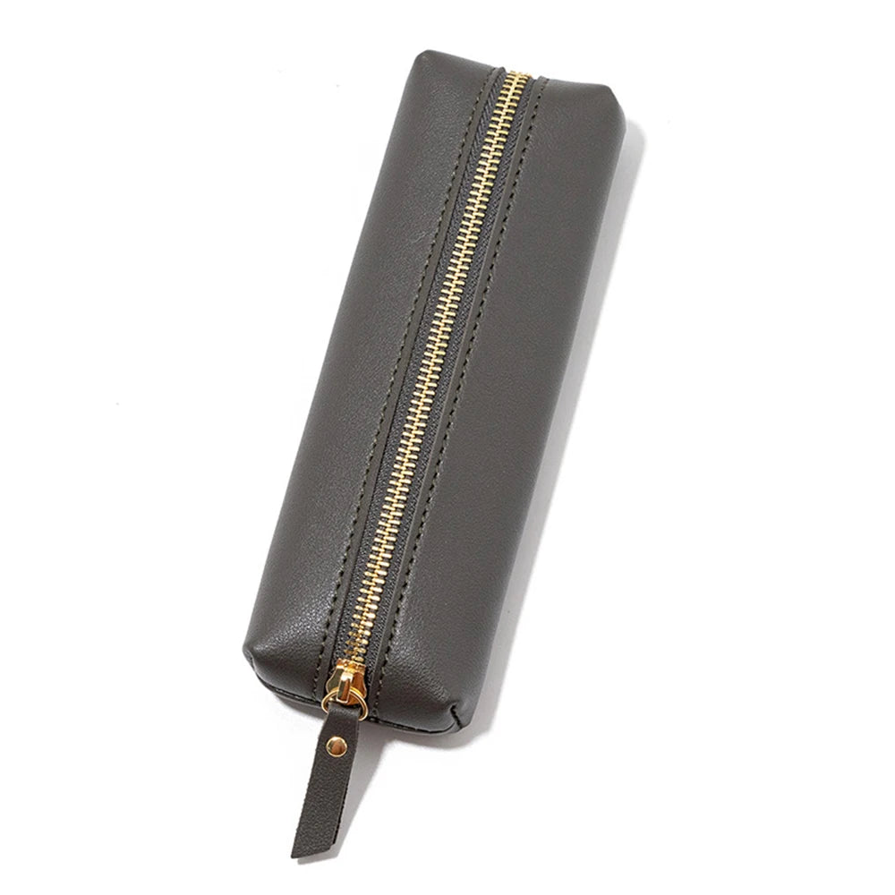 Großes PU Leder Federmäppchen mit Reißverschluss – Koreanischer Stiftebeutel mit viel Stauraum für Schule &amp; Büro 