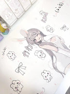 Girl Bunny PU Leder Schreibtischunterlage – Rutschfeste, Wasserdichte Desk Mat mit Kawaii Design für Büro, Homeoffice &amp; Gaming