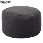 OTAUTAU Runder Sitzpouf aus Baumwoll-Leinen (30 cm) – Puf otomano con relleno, minimalista y tatami Bodensitz 